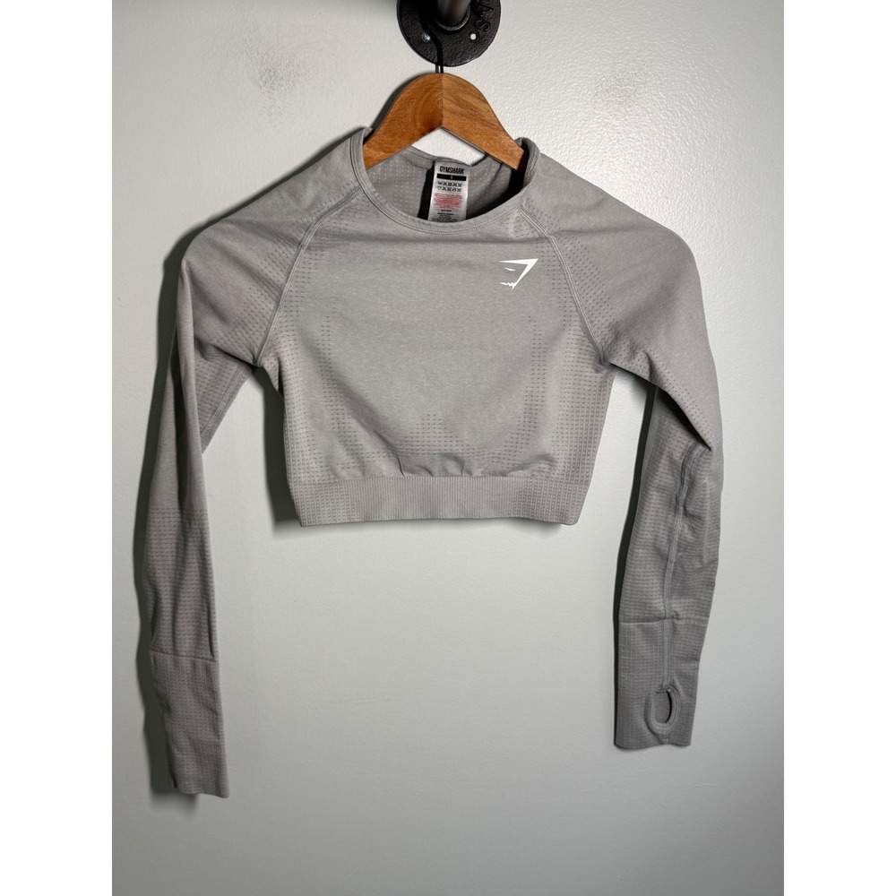 Gymshark Vital Seamless Long Sleeve Crop Top Grey Small GLCT5340